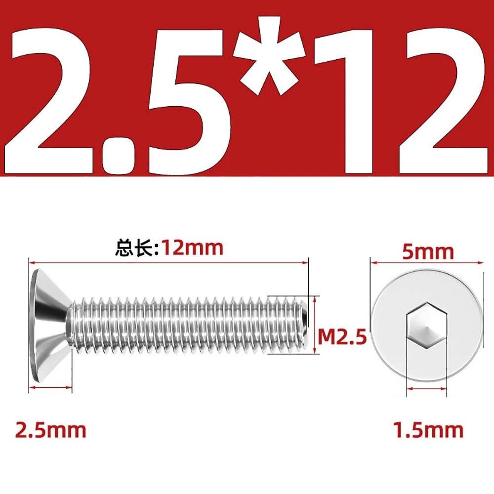 Countersunk Hex Socket Screws – A2 Stainless Steel, M2 to M16, DIN 7991, Fully Threaded