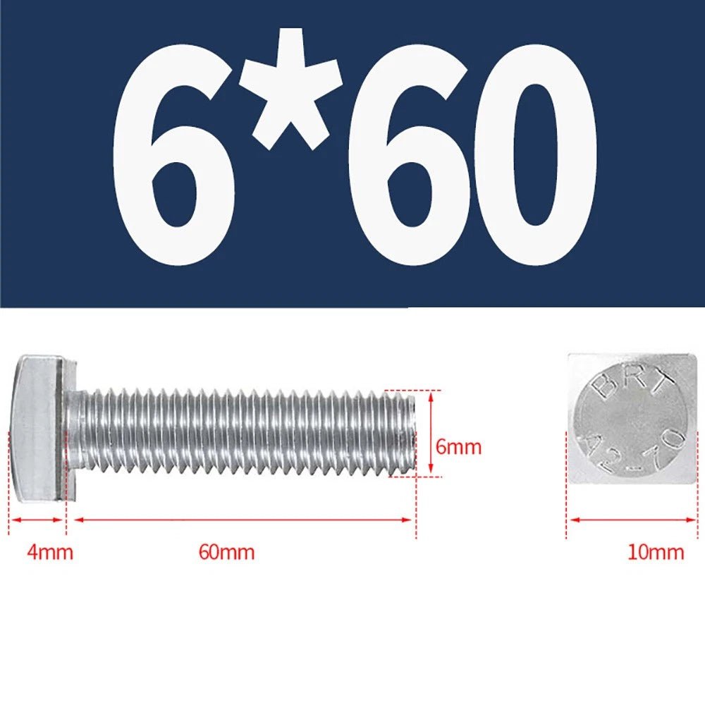 M4 M5 M6 M8 Square Head Bolts Full Thread 304 Stainless Steel — 12 to 80mm - HomeDIYer