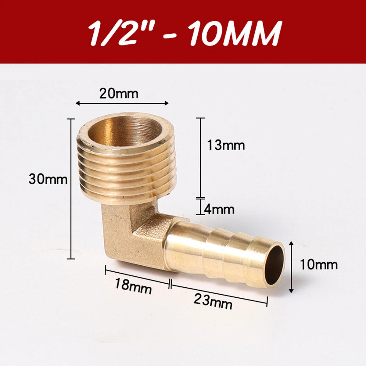 Brass 90° Elbow Barbed Hose Tail Fitting — Male & Female NPT Thread, Air Water