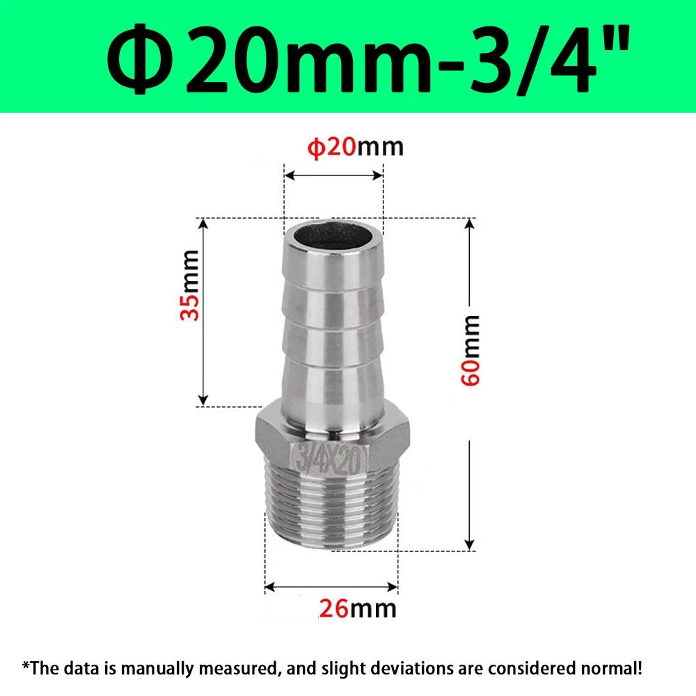Male NPT Hose Barb Adapter Fittings – 316L Stainless Steel