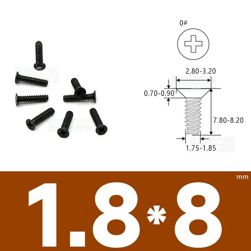 Phillips Countersunk Flat Head Machine Screws M1.2–M1.8 | Zinc & Nickel Plated - HomeDIYer