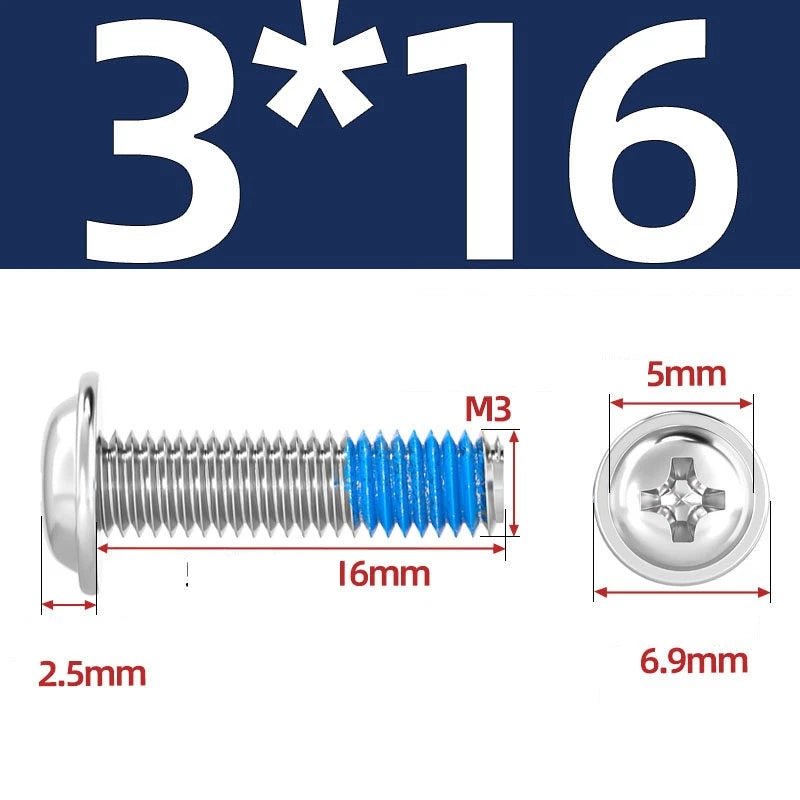 A2 Stainless Steel Phillips Flanged Button Head Machine Screws — M2 to M6, Built - In Washer Face - HomeDIYer