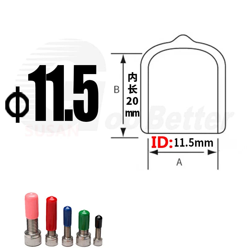 PVC End Caps for Screws, Bolts, Rods & Tubes – Thread Cover Protector, Cable Insulation Caps (1.3mm – 90mm, Black, 15-50mm Lengths)