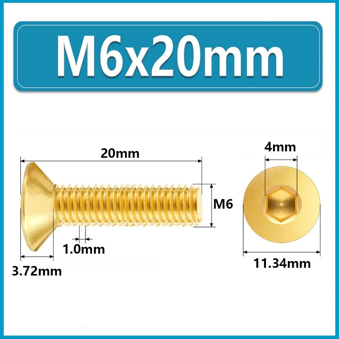 Solid Brass Hex Socket Countersunk Machine Screws – M3 to M12, Allen Drive, Flat Head (8–50mm)