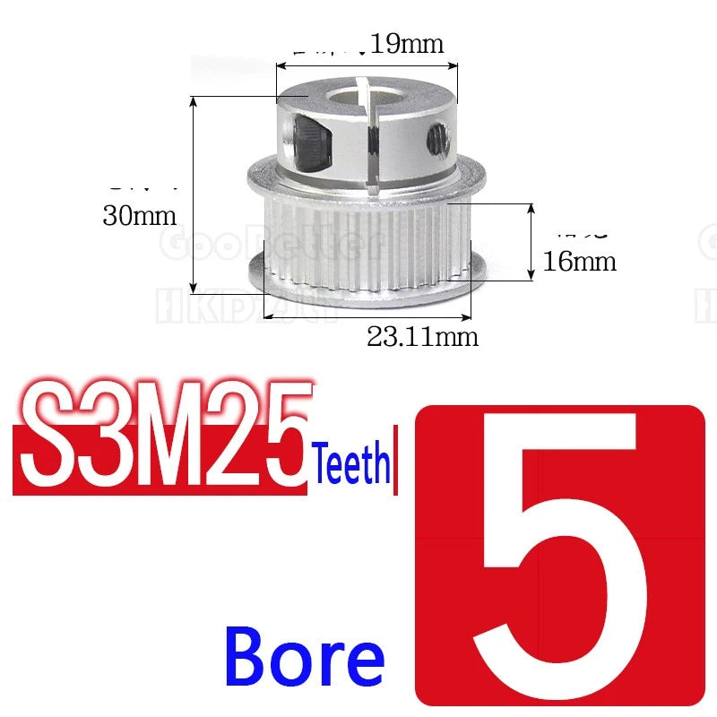 S3M Timing Pulley Belt Synchronous Wheel Gear 3D Printer Bore 5-15mm 20-28 Teeth