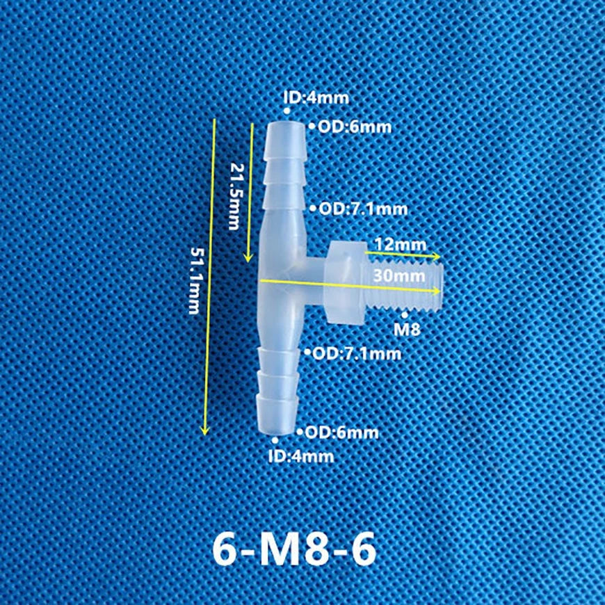 Plastic T Joiner Barbed X Male Thread Hose Connector Pipe Fittings Air Water
