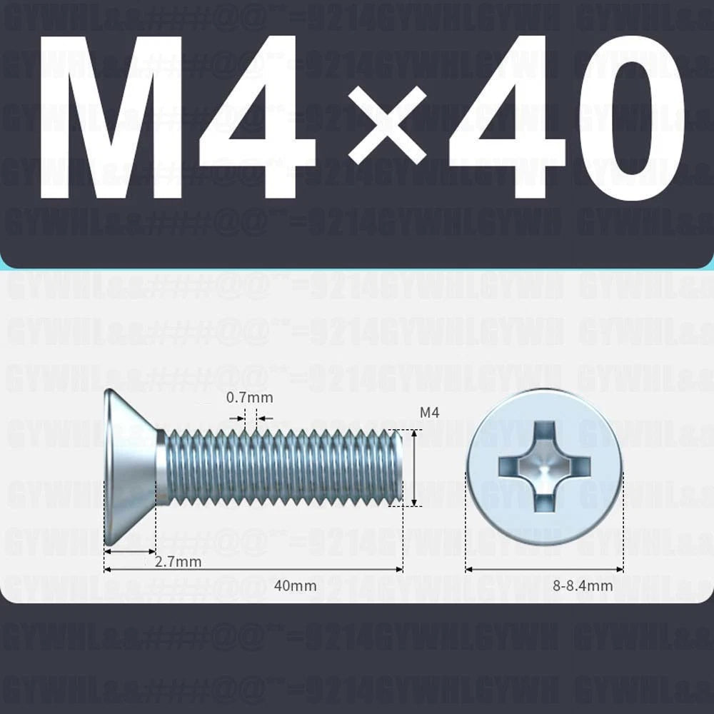 M3–M12 Zinc Plated Phillips Countersunk Machine Screws DIN 965 | Flat Head Bolts