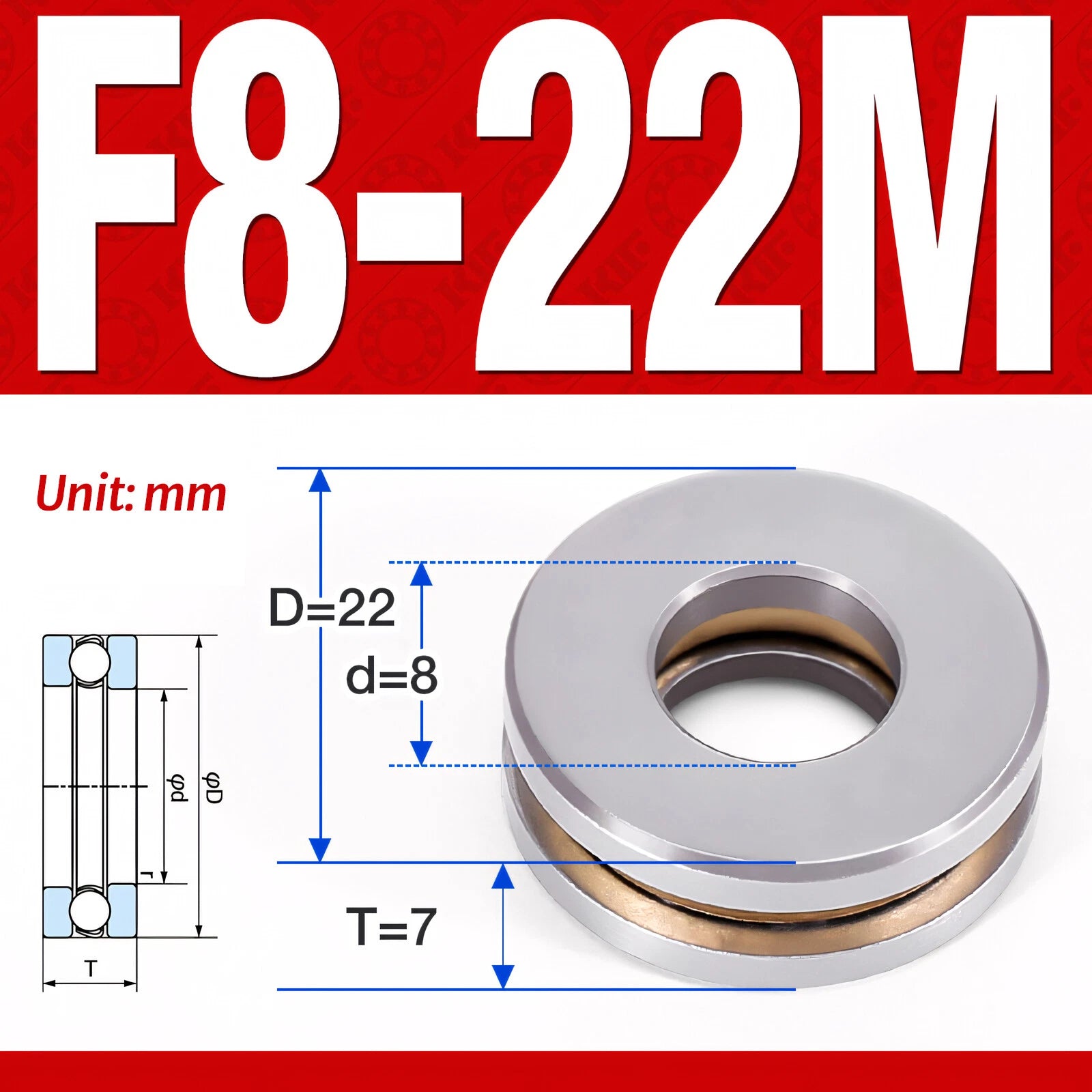 Plane Axial Ball Bearing Thrust Bearings F2-6M - F13-22M- 51100 - 51413 Series