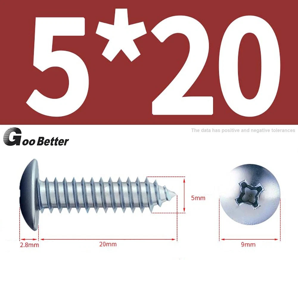 M3 M4 M5 M6 Pan Head Self Tapping Screws – Zinc Plated Carbon Steel