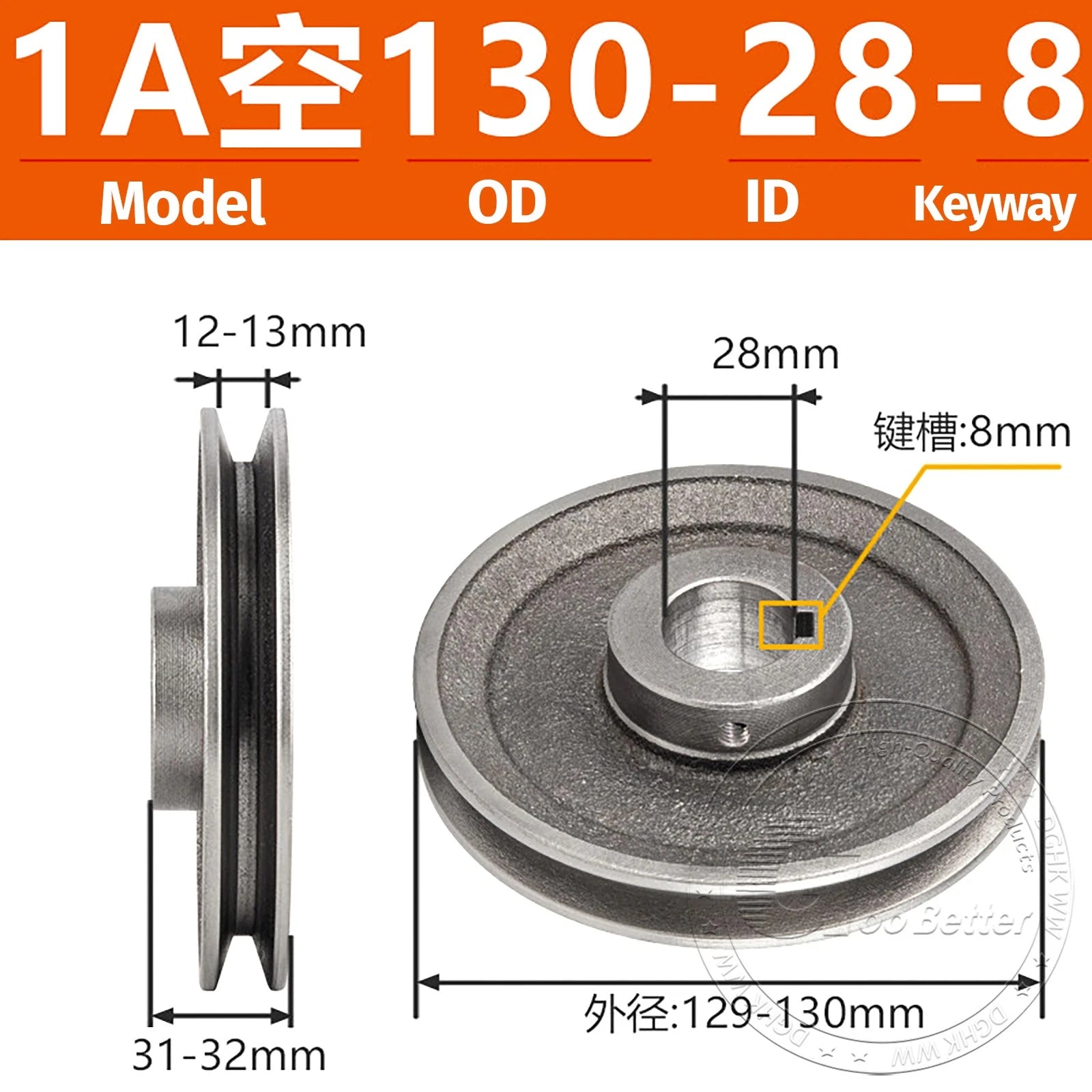 V-Belt Pulley Motor Pulleys Hollow 5-8mm Discs Dia Ø100-300mm For 1A Type Belts