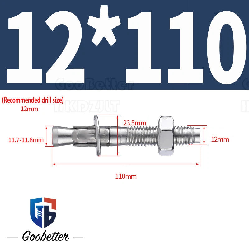 Stainless Steel Through Anchor Bolts — M6 M8 M10 M12 M16 Expansion Bolt