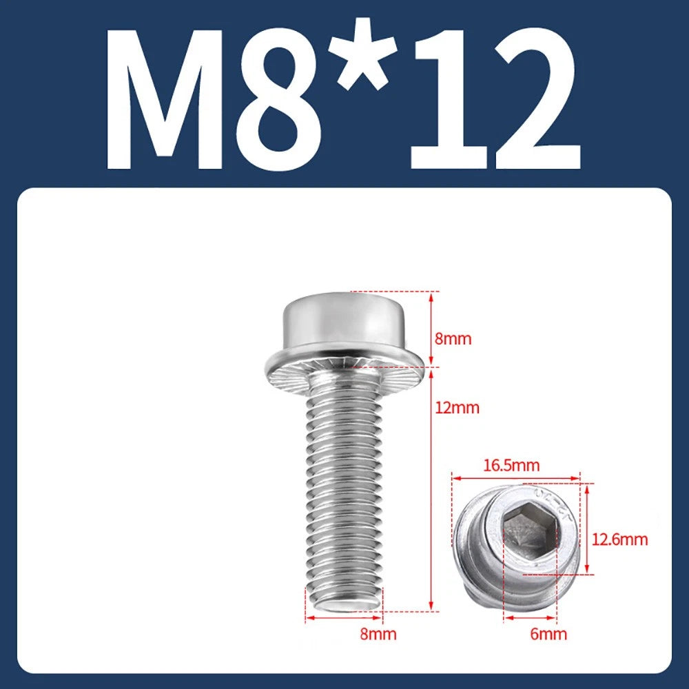 M5–M12 Flange Cap Head Hex Socket Screws – 304 Stainless Steel, Fully Threaded (8–60mm)