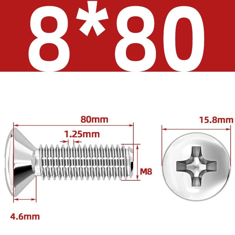 Phillips Oval Head Machine Screws Stainless Steel — M1.6 to M10, All Sizes - HomeDIYer