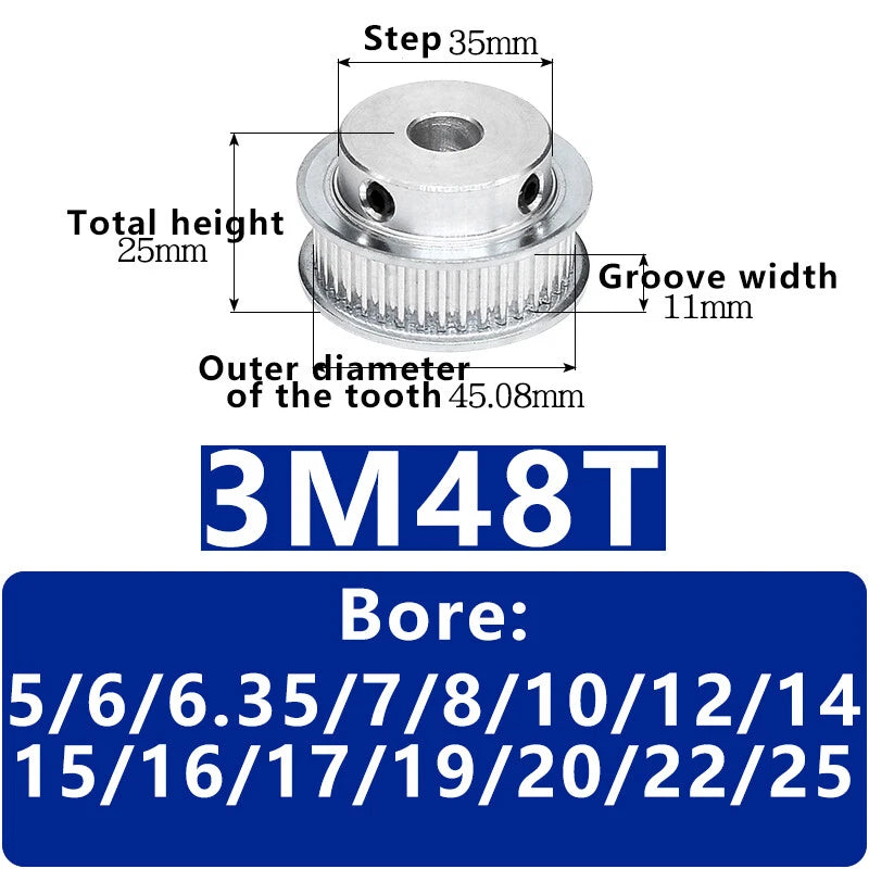 3M 20T~120T Synchronous Wheel Timing Belt Pulley With Step For 10 mm Width Belt