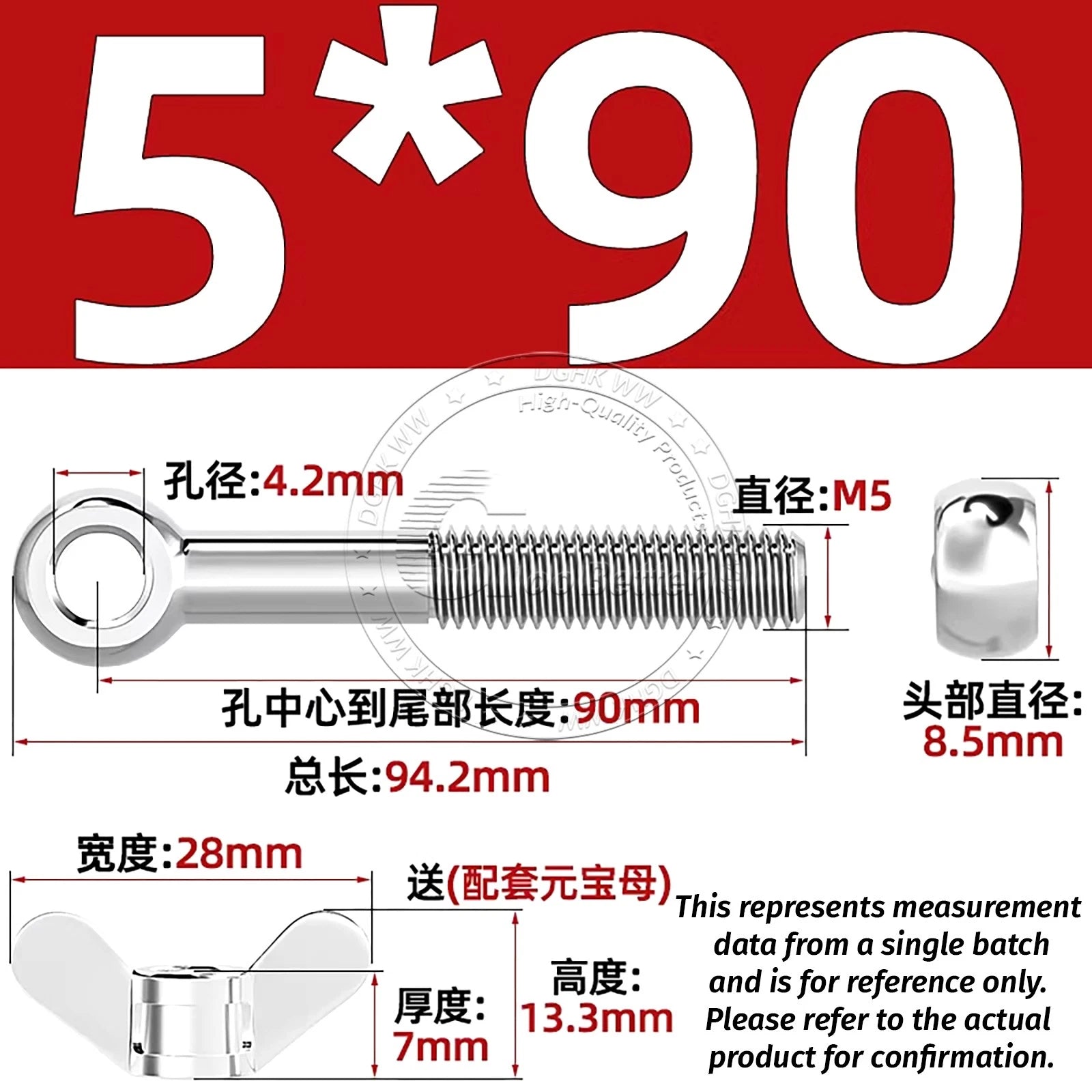 Eye Bolts with Nut — Forged Stainless Steel Threaded Ring Hanging Screws