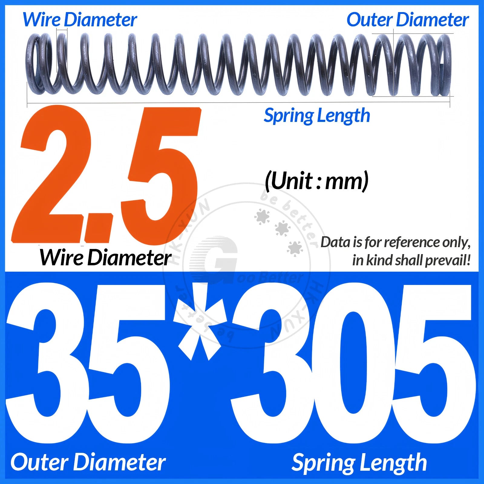 Length 305mm Compression Spring Pressure Springs OD 3-60mm Wire Dia 0.3mm-6.0mm