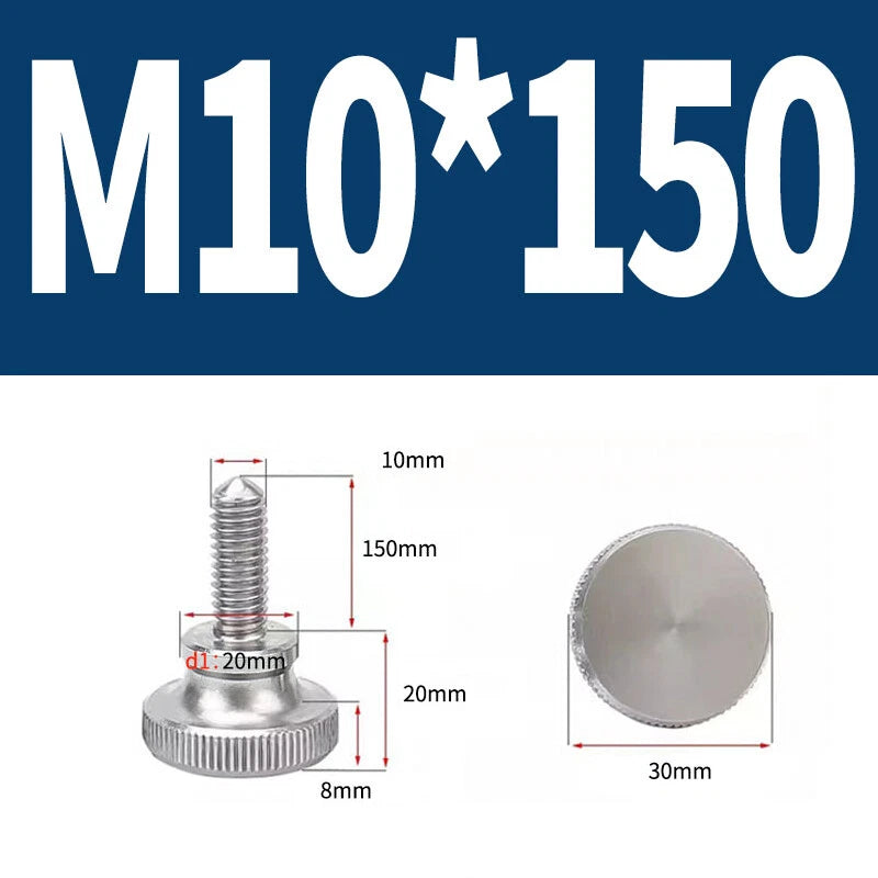 Knurled Thumb Screws Flat Round Head Grip Knob Adjustment Stainless Steel M8 M10