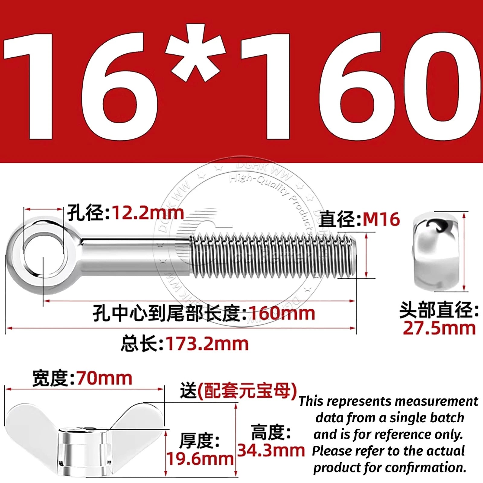 Eye Bolts with Nut — Forged Stainless Steel Threaded Ring Hanging Screws