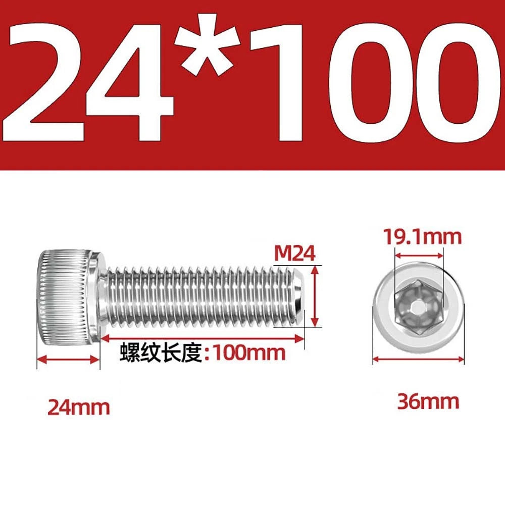 Socket Head Cap Screws – A2 Stainless Steel, M6 to M24, Hex Drive (DIN 912)
