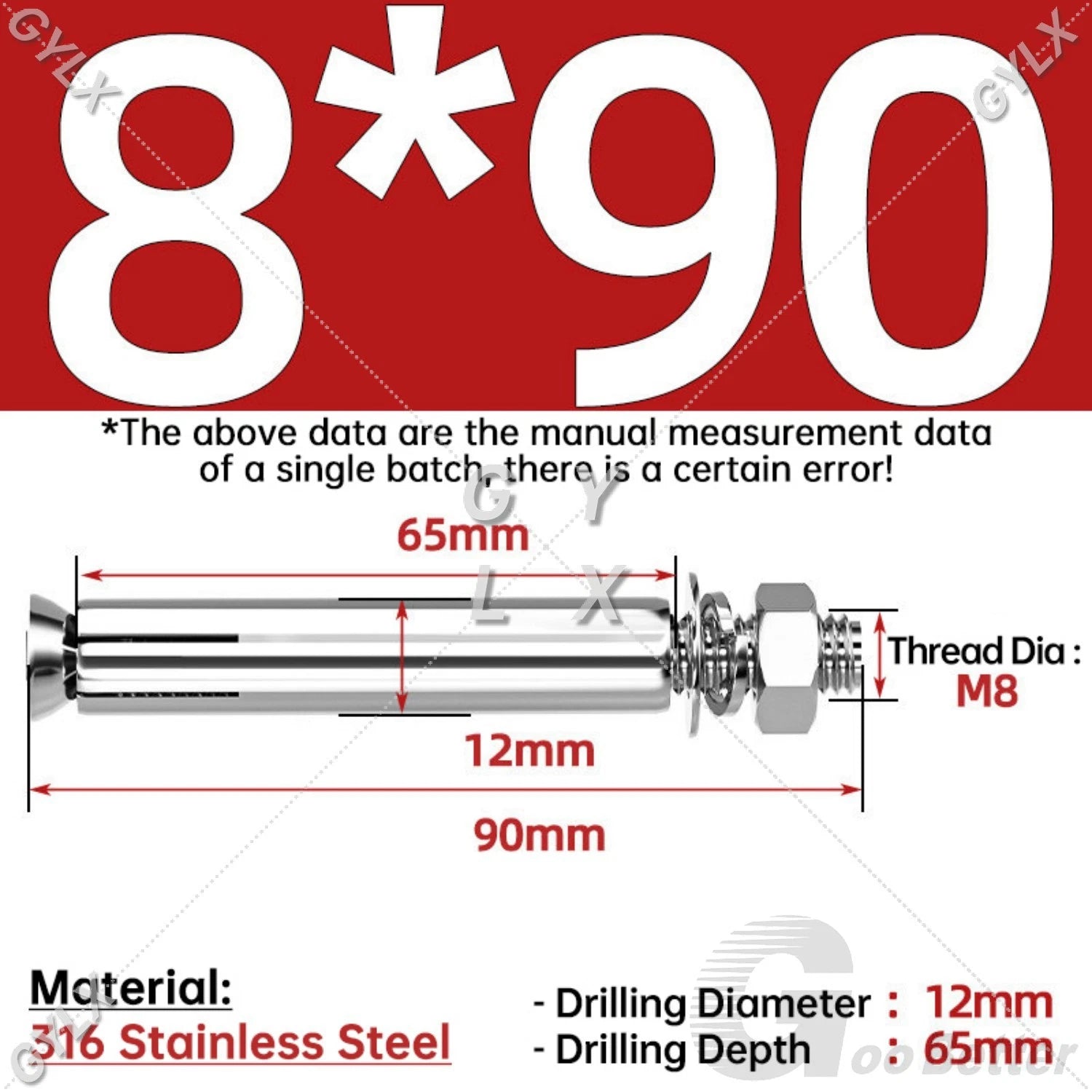 Concrete Expansion Bolts Wall Anchor Screws — M6 to M20 | Stainless Steel & Zinc Plated