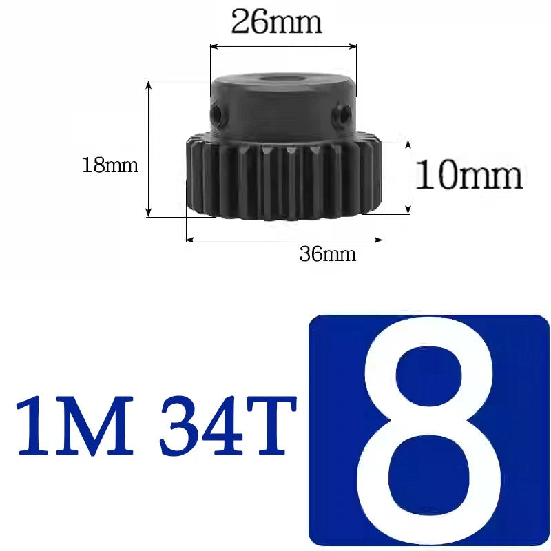 Spur Gears 1 Mod Transmission Gear With Step 45# Steel Pinion Motor Gear 30T~44T