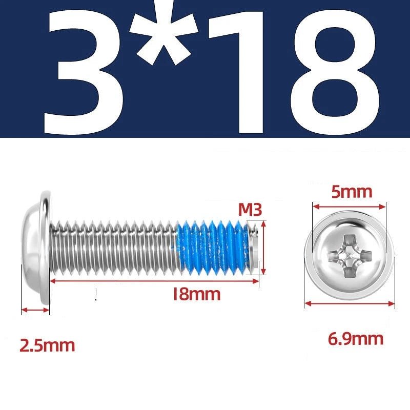 A2 Stainless Steel Phillips Flanged Button Head Machine Screws — M2 to M6, Built - In Washer Face - HomeDIYer