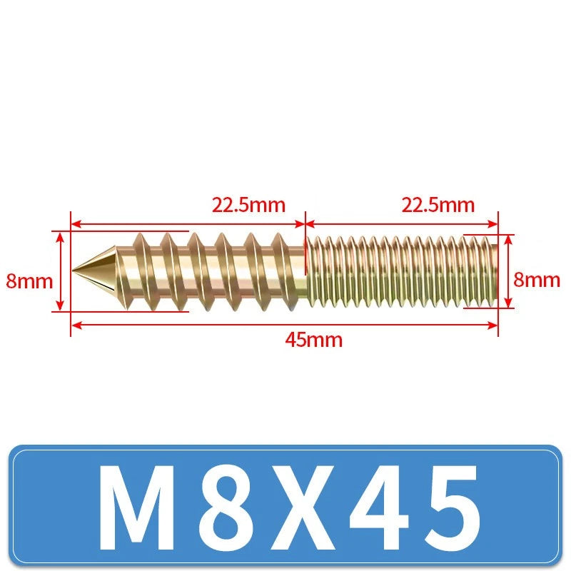 M4 M5 M6 M8 M10 M12 WOOD TO METAL DOWELS DOUBLE ENDED THREADED FURNITURE SCREWS