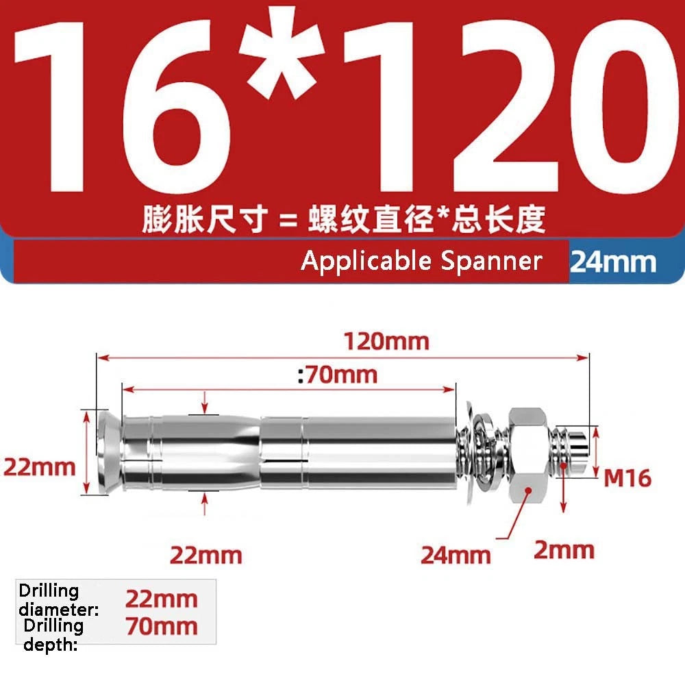 Stainless Steel Expansion Anchor Bolts — M8 to M20, 201 & 304, A/B Type