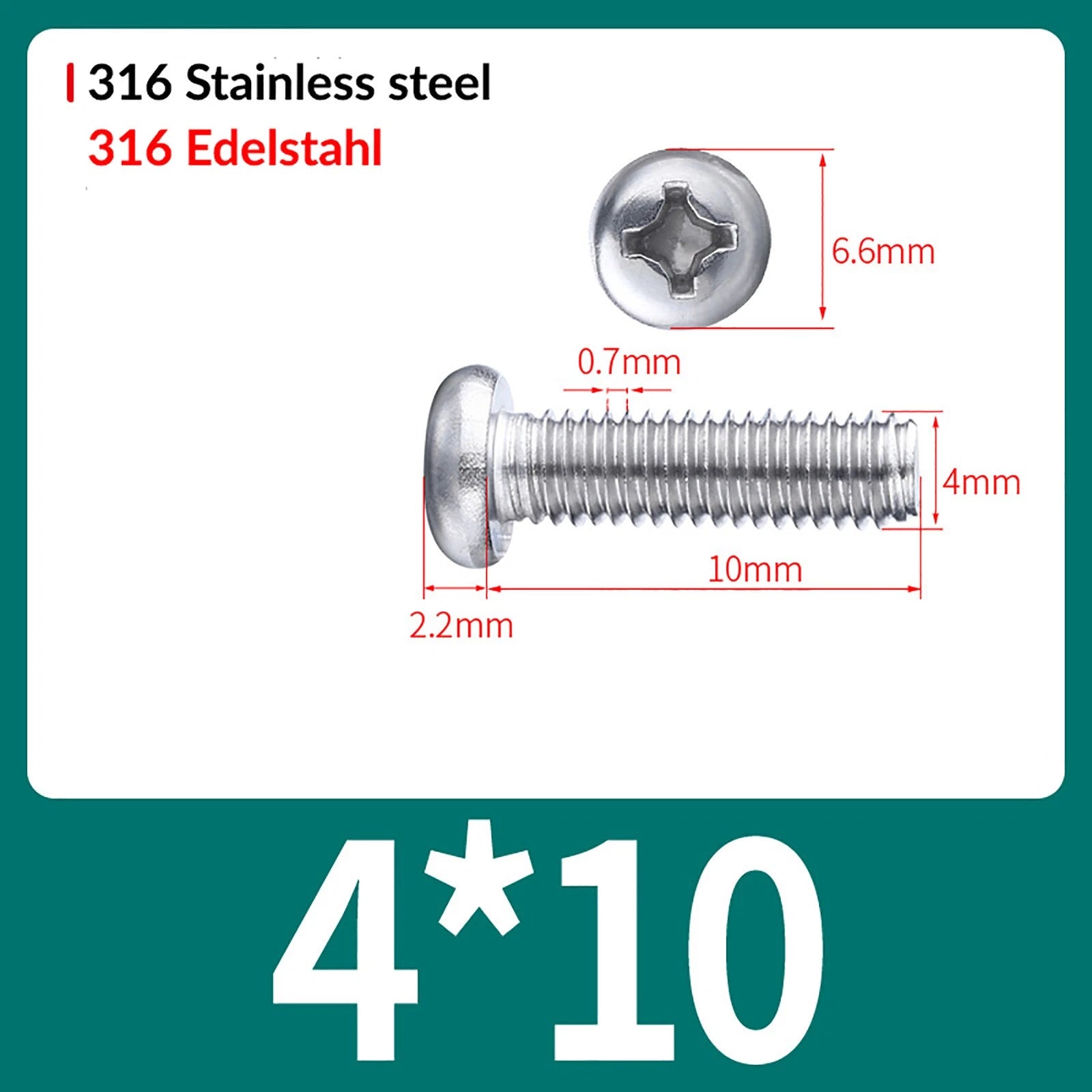 M2 M3 M4 M5 M6 M8 A4 Stainless Steel Phillips Pan Head Machine Screws – DIN 7985, Fully Threaded (4–80mm)
