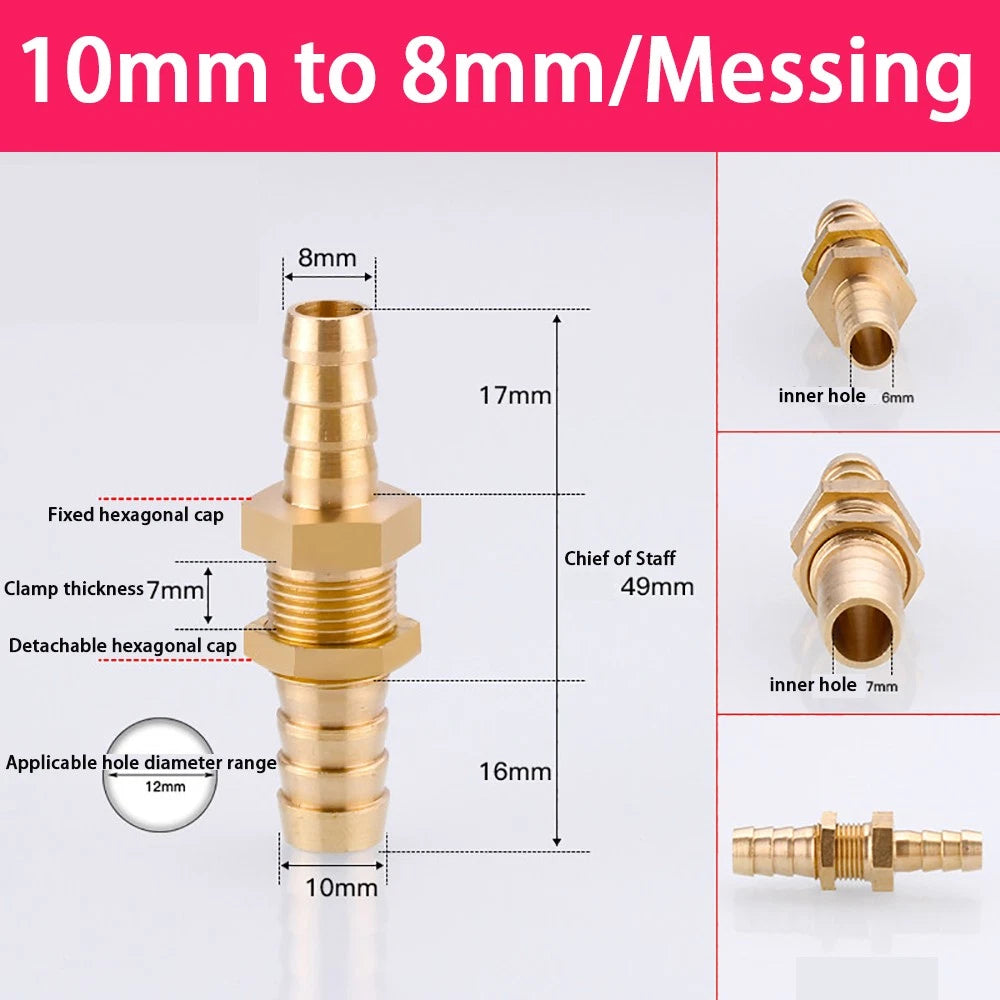 Copper Straight Hose Connector Double-Sided Female Thread