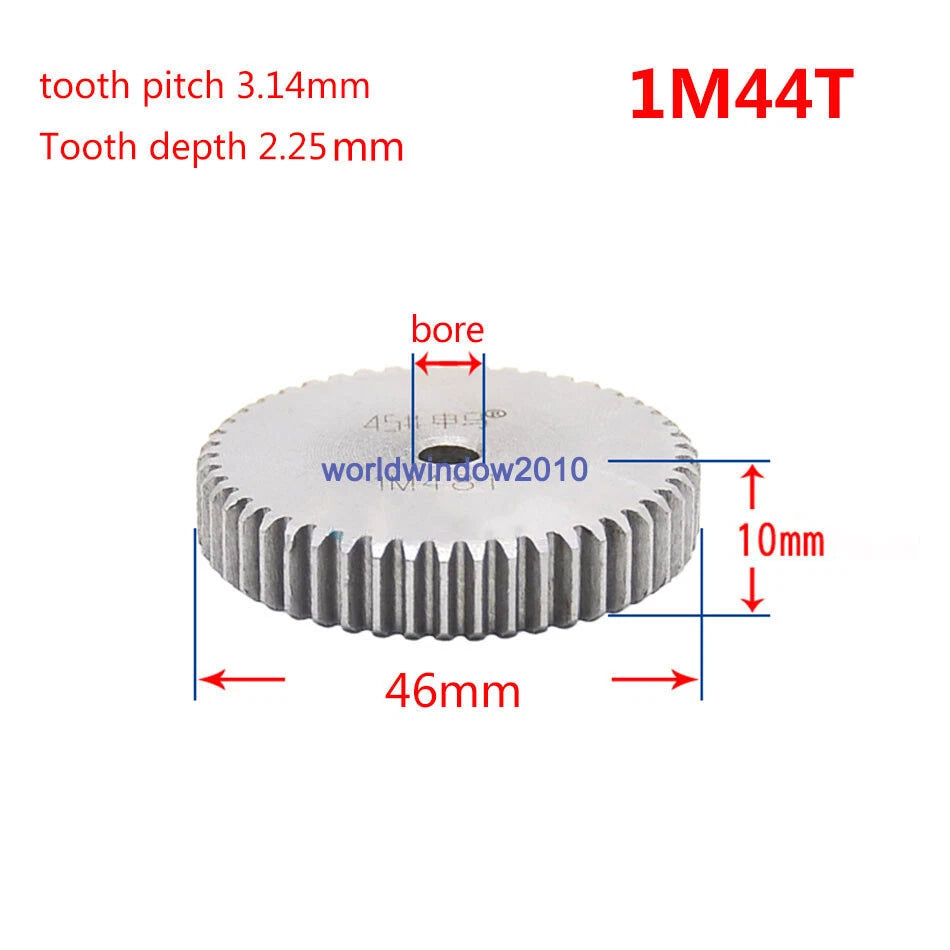45# Steel Spur Gear 1M12T-1M100T Metal Mod 1 Pinion Gear 12-100 Tooth Moter Gear