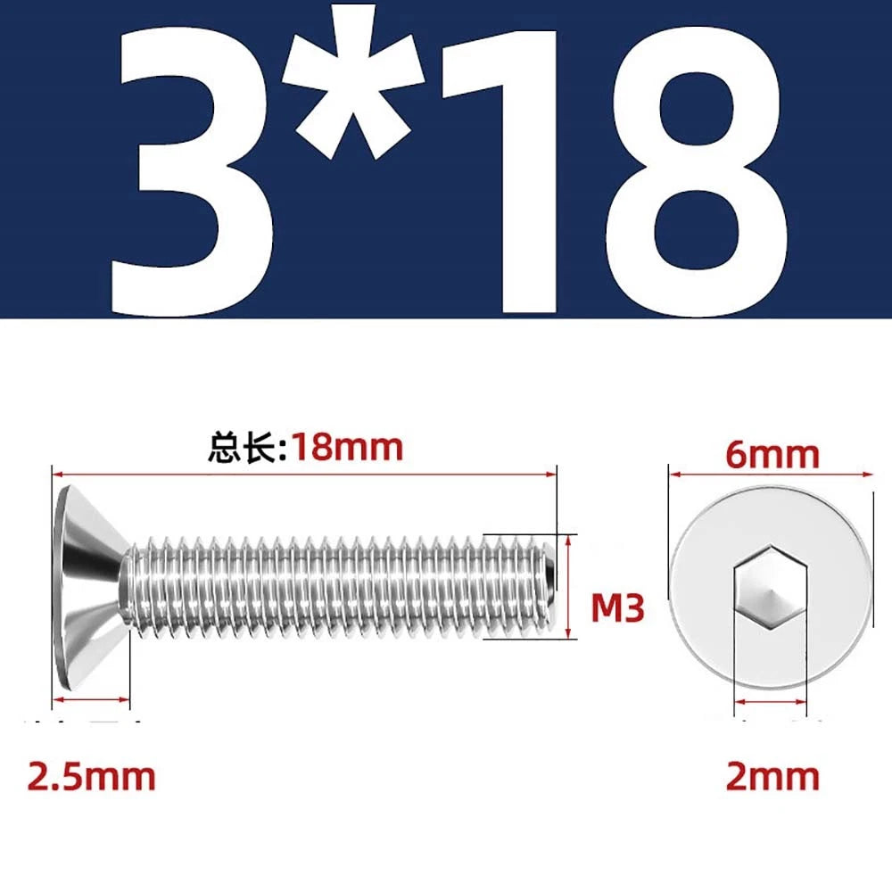 A4 Stainless Steel Countersunk Hex Socket Screws – Marine Grade, M2 to M16 (DIN 7991)