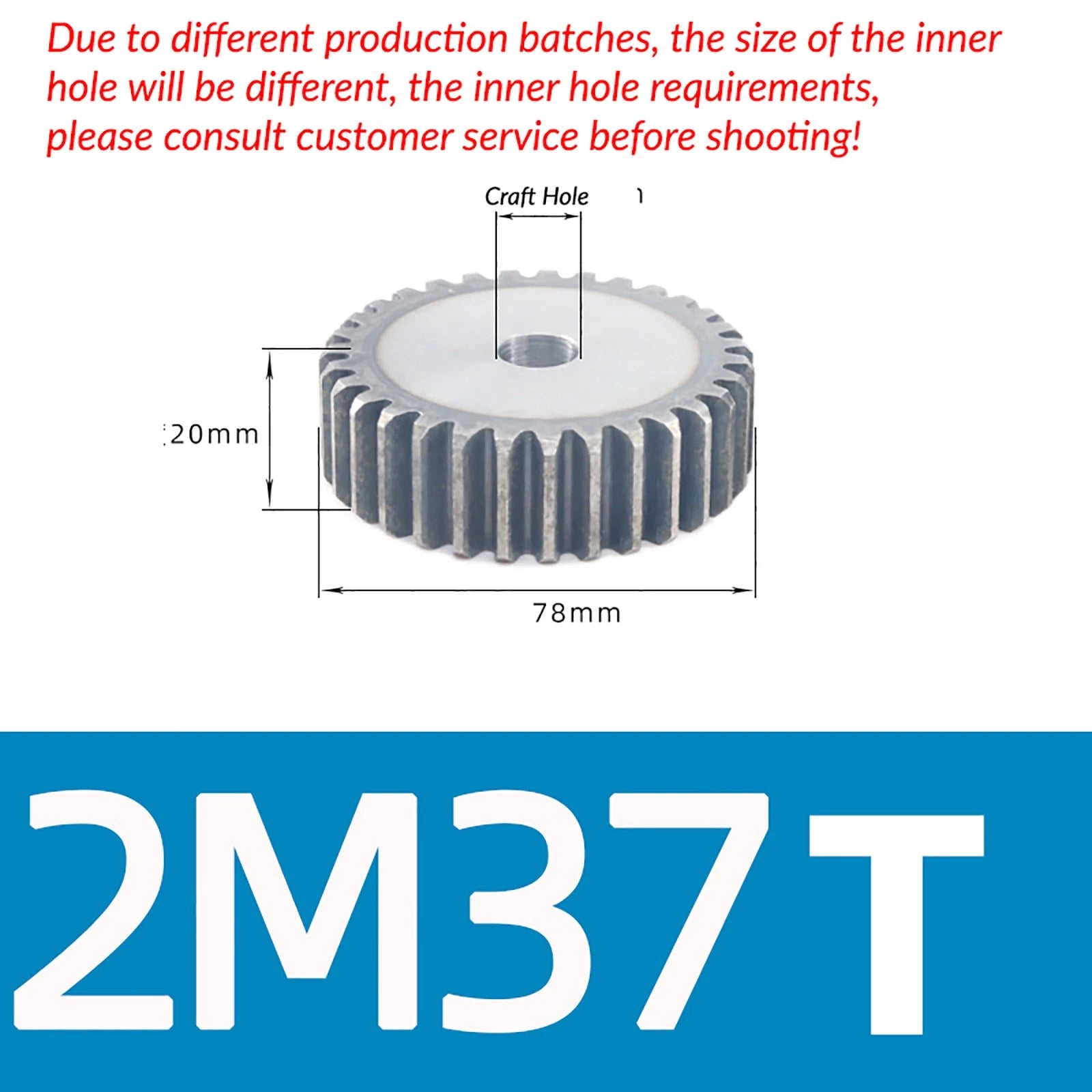 Mod 2 45# Steel Spur Gears Pinion Gear Thickn 20mm 10T - 100T Transmission Gear
