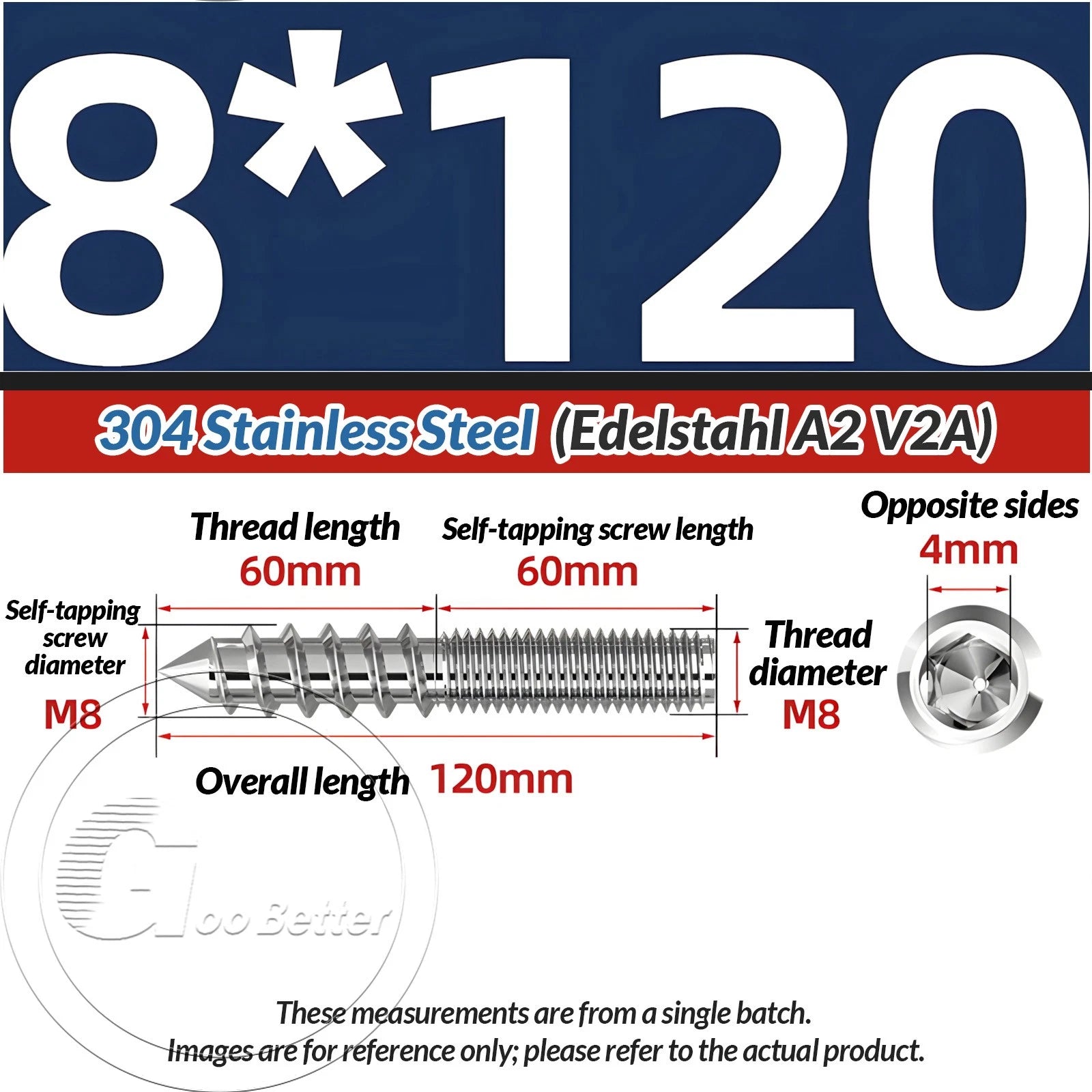 STAINLESS STEEL Wood To Metal Dowels Hanger Bolts Dual Thread Screws Furniture
