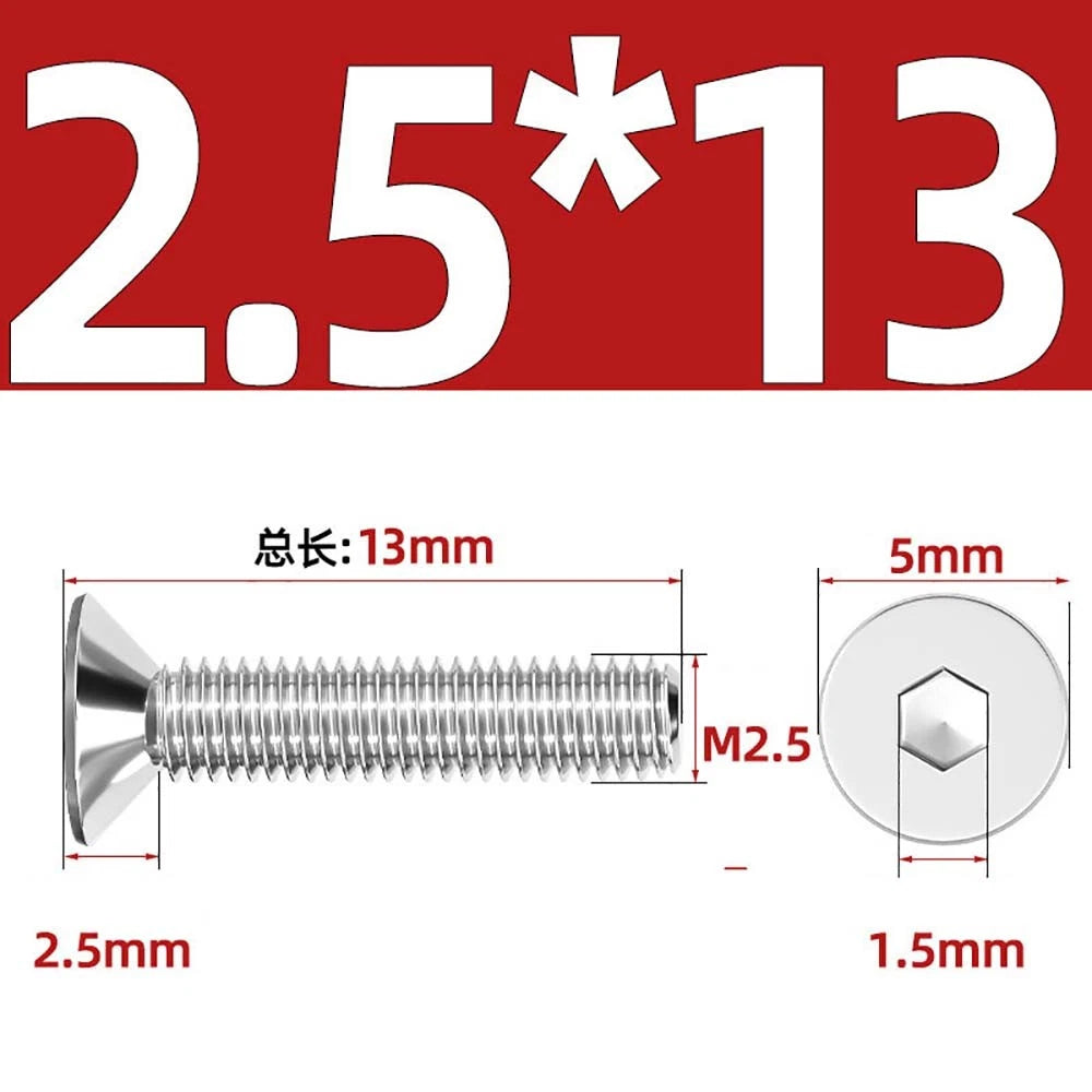 Countersunk Hex Socket Screws – A2 Stainless Steel, M2 to M16, DIN 7991, Fully Threaded
