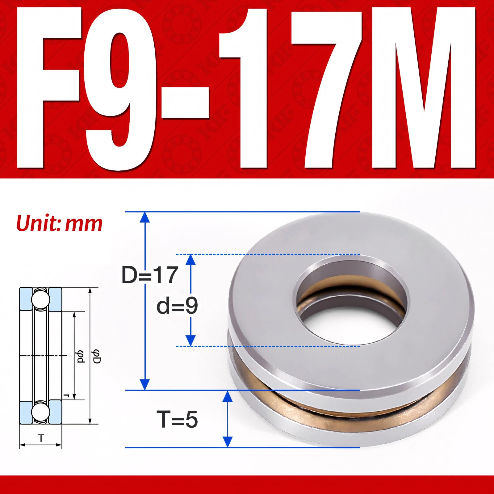 Plane Axial Ball Bearing Thrust Bearings F2-6M - F13-22M- 51100 - 51413 Series
