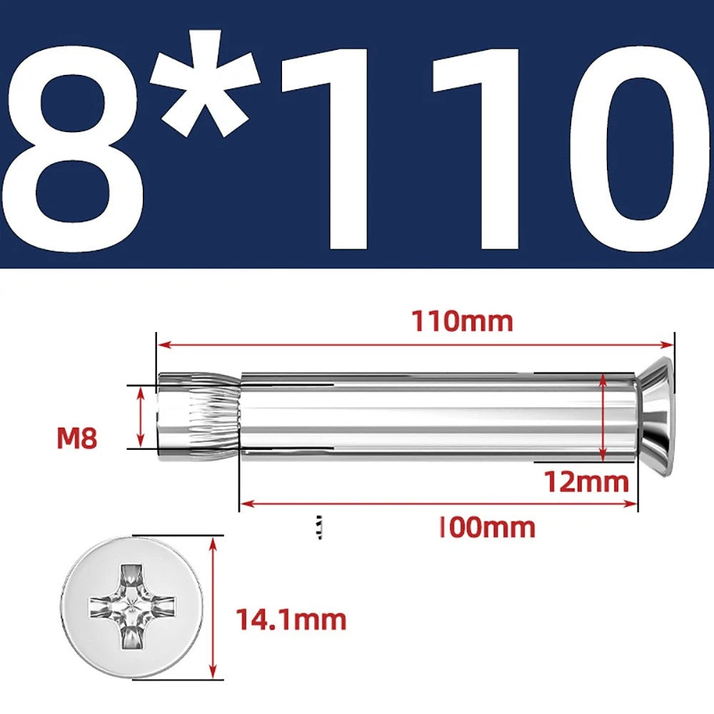 Sleeve Anchor Countersunk Phillips Expansion Bolts M6–M12 | 304/201 SS & Zinc