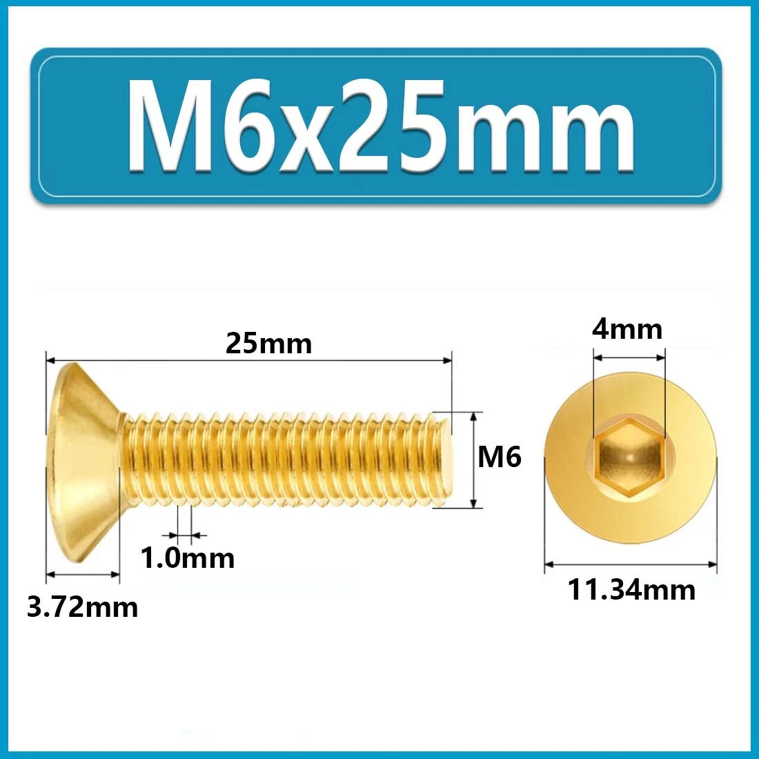 Solid Brass Hex Socket Countersunk Machine Screws – M3 to M12, Allen Drive, Flat Head (8–50mm)