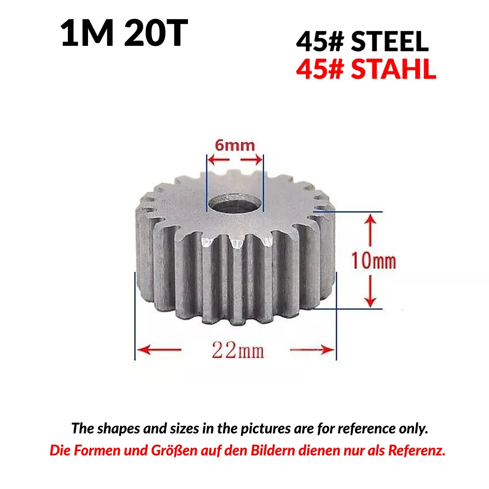 1/1.5/2 Mod 12T-150T Spur Gear 45# Steel Pinion Gear Thickn10-20mm Transmission