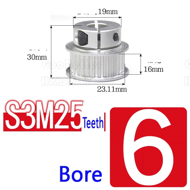 S3M Timing Pulley Belt Synchronous Wheel Gear 3D Printer Bore 5-15mm 20-28 Teeth