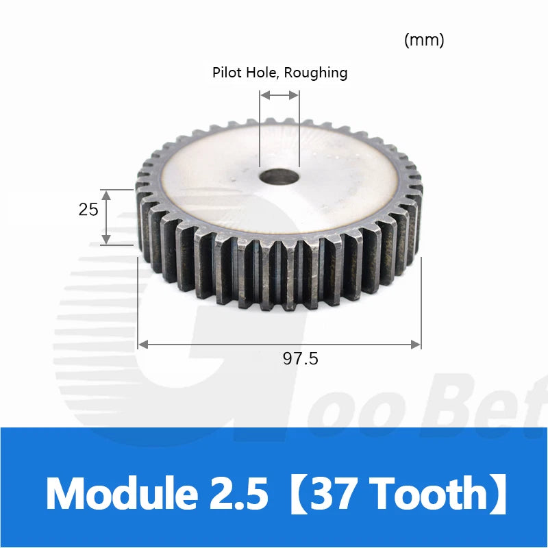 Mod 2.5 Spur Gear C45 Steel 12 to 100 Tooth Motor Pinion Cogwheel Hardened Flat