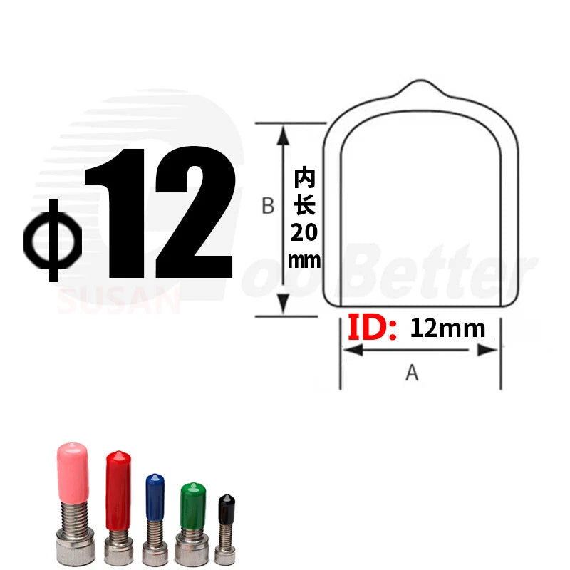 PVC End Caps for Screws, Bolts, Rods & Tubes – Thread Cover Protector, Cable Insulation Caps (1.3mm – 90mm, Black, 15-50mm Lengths)