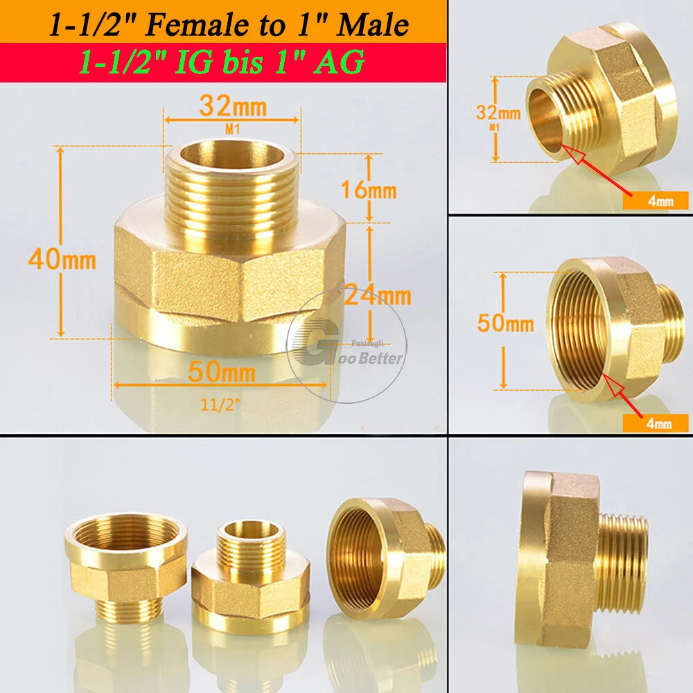 BSPT Reducing Adapter Fittings — Brass Female to Male, 1/8" to 2"