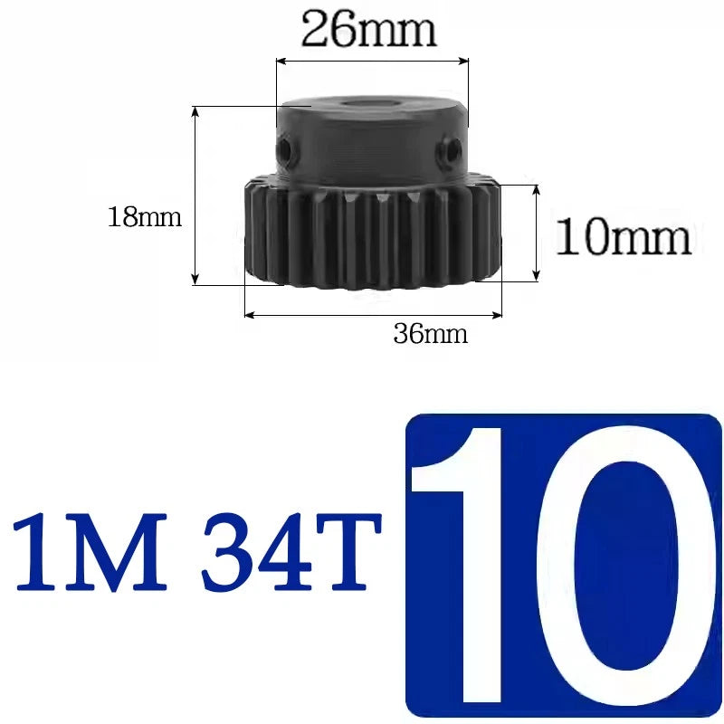 Spur Gears 1 Mod Transmission Gear With Step 45# Steel Pinion Motor Gear 30T~44T