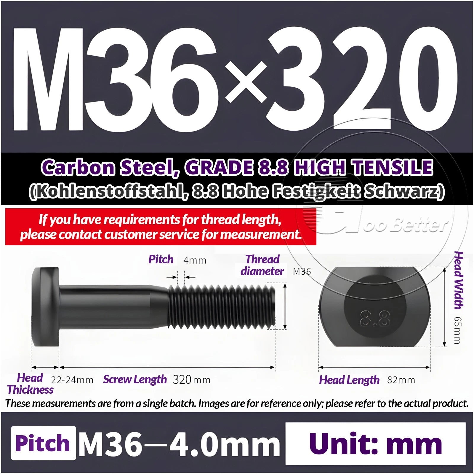 T-Slot Bolts M22 - M42 T Track Bolts 70mm to 500mm Long GRADE 8.8 HIGH TENSILE