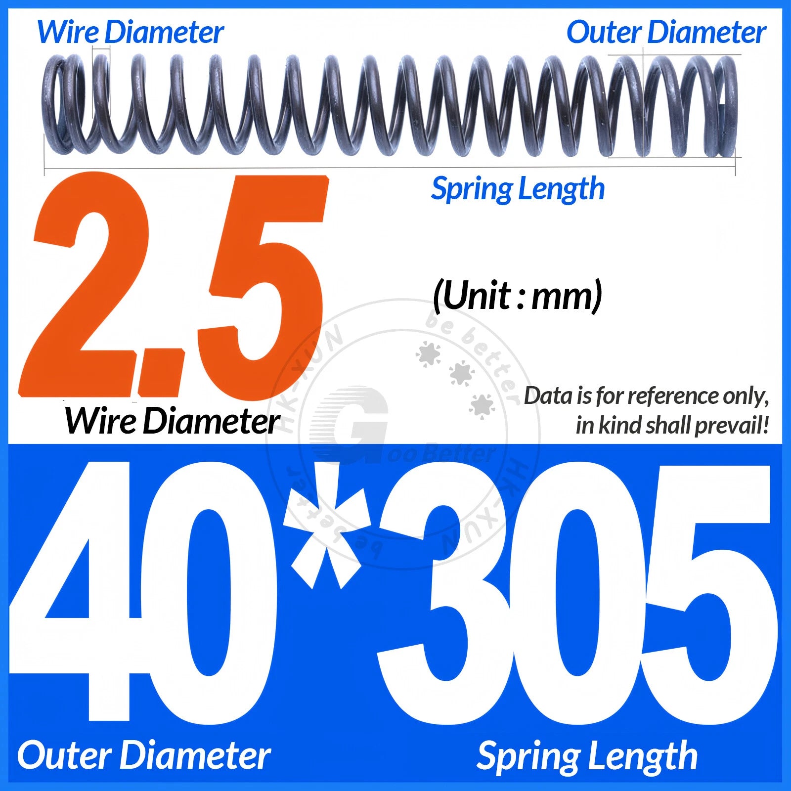 Length 305mm Compression Spring Pressure Springs OD 3-60mm Wire Dia 0.3mm-6.0mm