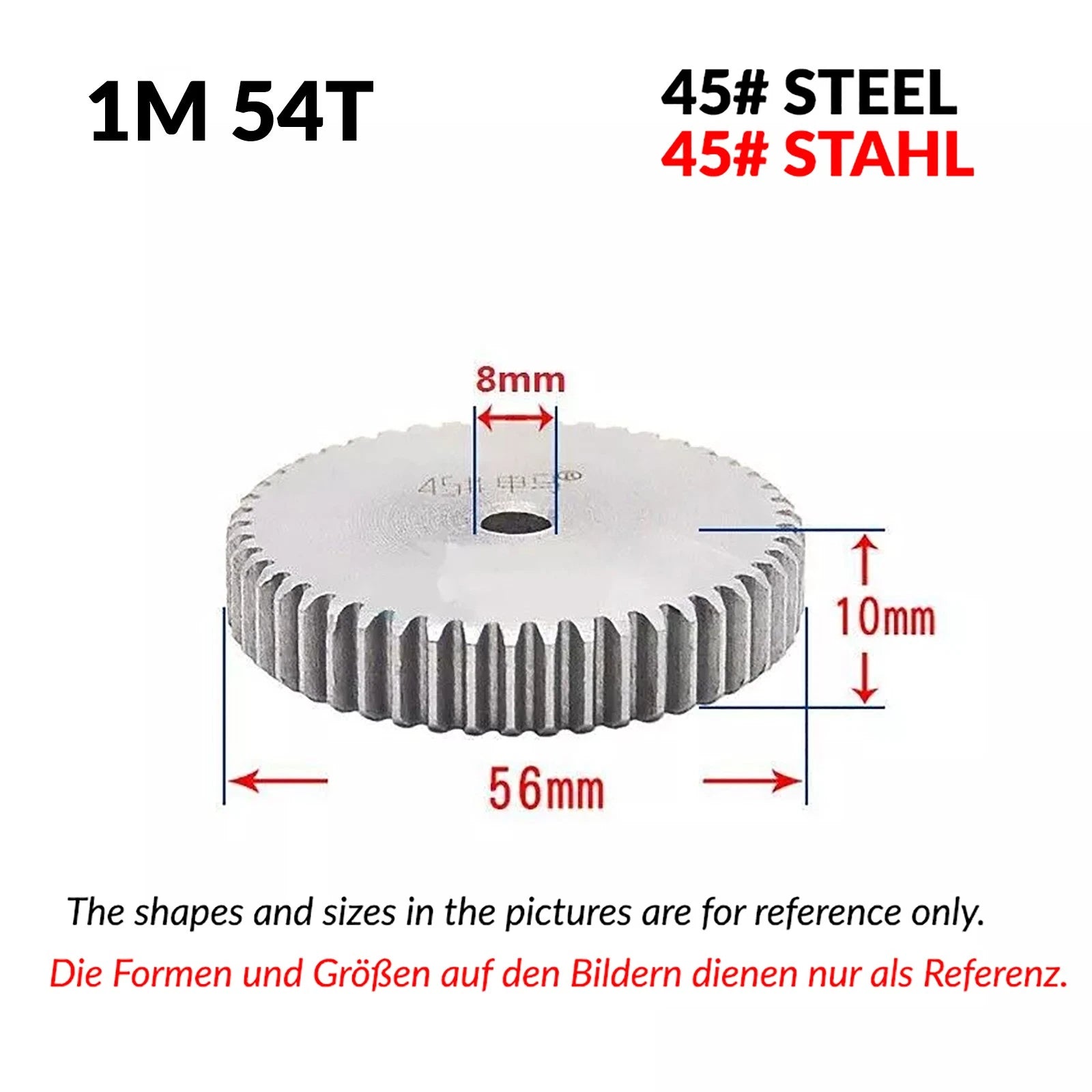 1/1.5/2 Mod 12T-150T Spur Gear 45# Steel Pinion Gear Thickn10-20mm Transmission