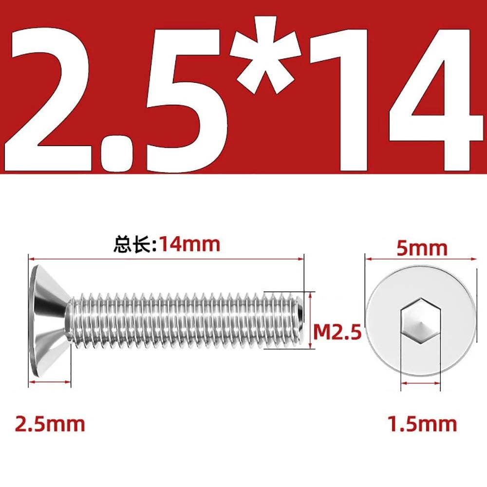 Countersunk Hex Socket Screws – A2 Stainless Steel, M2 to M16, DIN 7991, Fully Threaded