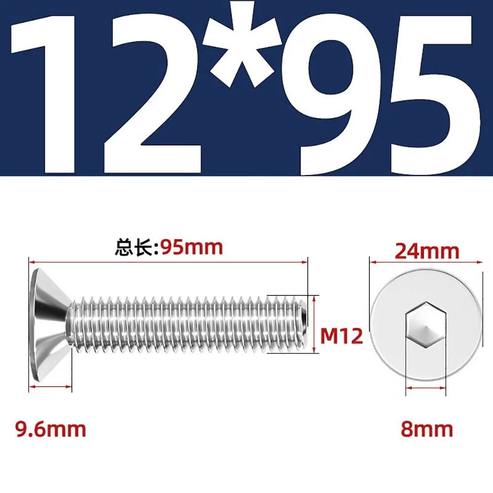 Countersunk Hex Socket Screws – A2 Stainless Steel, M2 to M16, DIN 7991, Fully Threaded