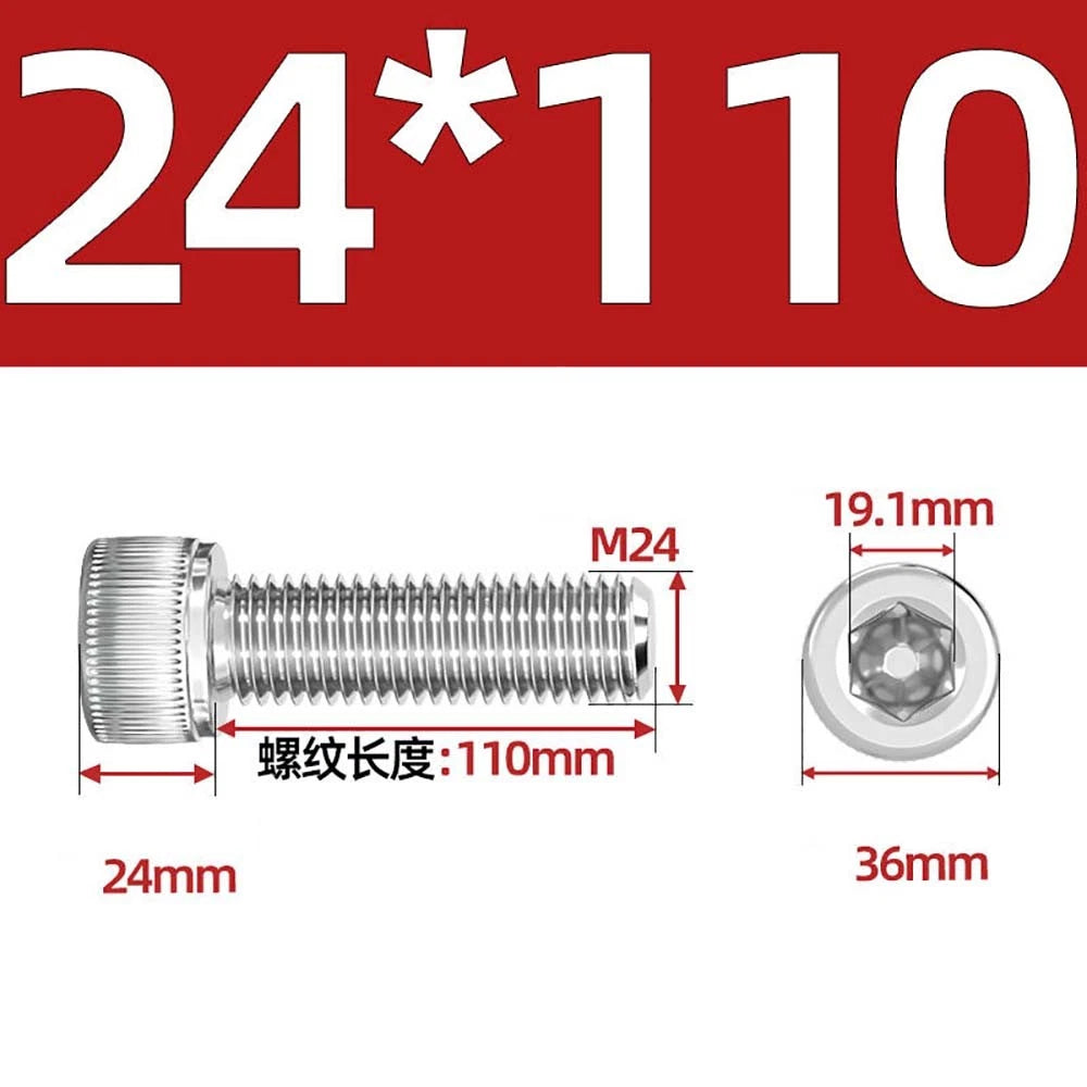 Socket Head Cap Screws – A2 Stainless Steel, M6 to M24, Hex Drive (DIN 912)